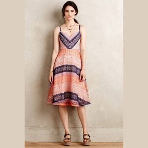 Anthropologie Pink and Purple Patterned Dress